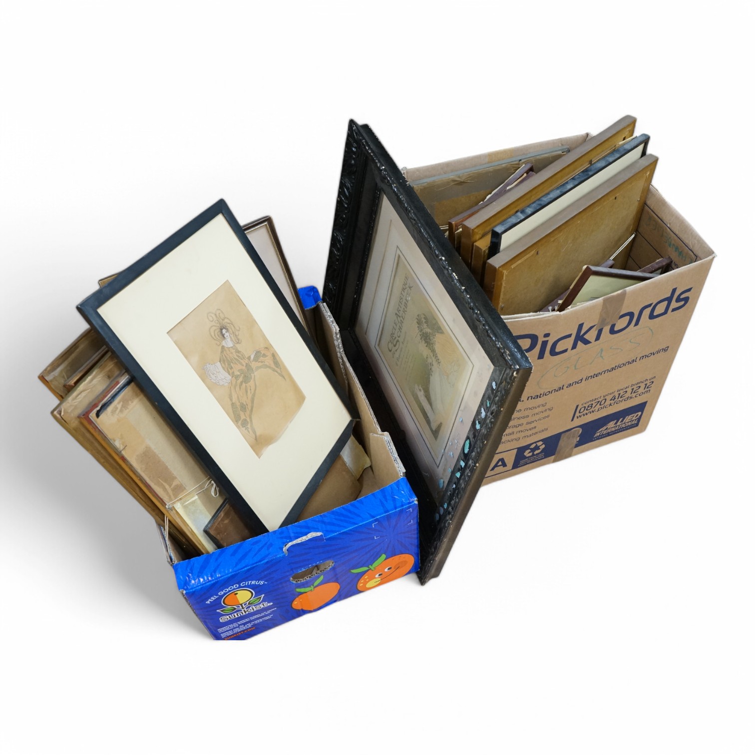 A large collection of late 19th and early 20th century Art Nouveau figural lithographs, mostly French. Condition - poor/fair